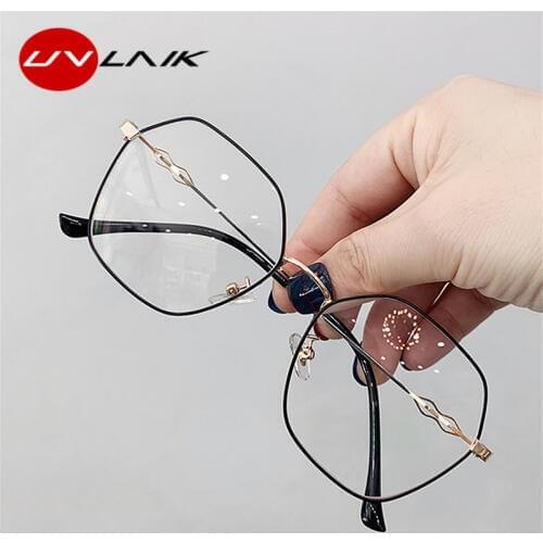 UVLAIK Clear Glasses Frames Retro Metal Eyeglasses Frame for Women Retro Brand Luxury Spectacles Glasses Frame