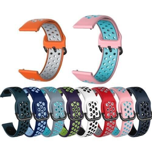 20mm 22mm Watch Strap for Samsung Galaxy Watch 42m 46mm Black Buckle 41mm45mm Gear S2 S3 Huawei gt2 Silicone Breathable Bracelet