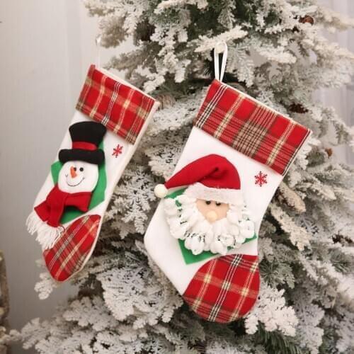 2pcs Christmas Stocking Socks Santa Claus Candy Gift Bag Party Ornament Xmas Tree Hanging Decor Christmas Decorations For Home
