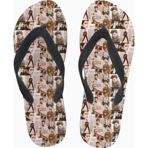 Customized Men Summer Flip Flops Painting Elvis Shoes 3D Print Beach Home Rubber Slippers Boy Hombre Slip-on Flip-flop for Male