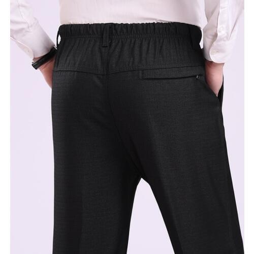 HOT 2019 Outdoor Mens elastic waist trousers grandpa old men thick loose tall waist deep dad fat long pants pants plus size 7XL