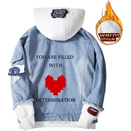 Undertale hoodie Sans cosplay coat casual Denim jacket for men winter women Jeans Outerwear warm Loose sweatshirts