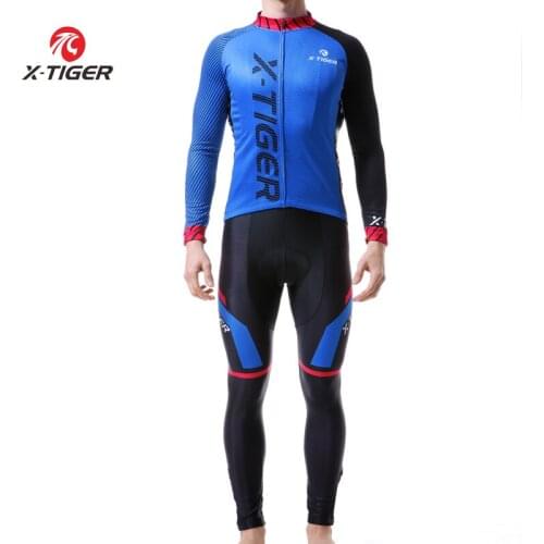 X-Tiger Long Sleeve Bib Cycling Set Autumn MTB Bicycle Cycling Clothing Mountian Bike Cycling Clothes Maillot Ropa Ciclismo