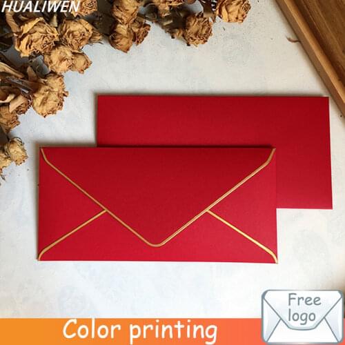 Red business wedding invitation invitation letter high-end hot stamping envelope envelope a4 tri-fold envelope
