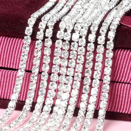 10 Meter 4mm Silver Color Crystal Sew Metal Claw Sewing Rhinestone Cup Chains Claw Chains Art Decoration For Jewelry Making