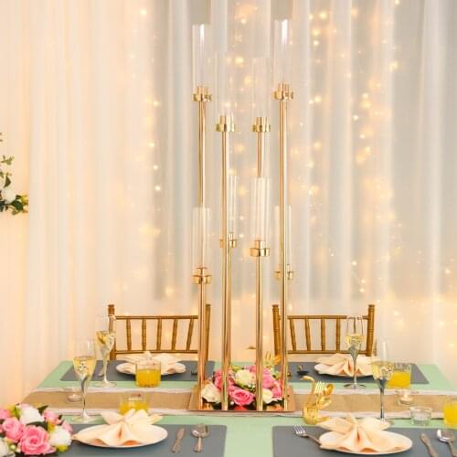 10PCS Metal Candle Holder Candlestick Flower Vase Wedding Table Centerpiece Candelabra Pillar Stand Road Lead Party Decor