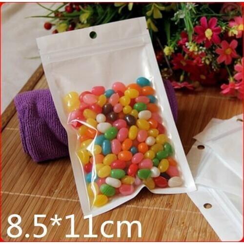 100pcs 8.5*11cm White Zip Lock Packaging Bag Reclosable Plastic Poly Clear Zipper Package Bags