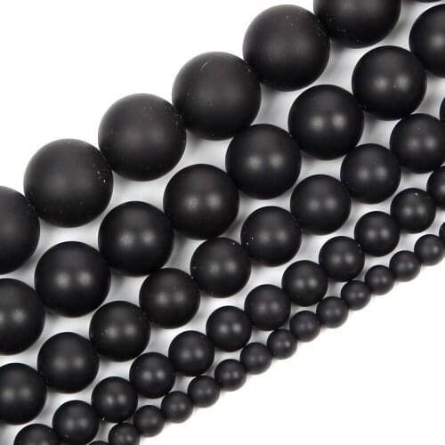 4-12mm Natural Stone Beads Loose Round Frosted Black Agates Stone Beads For Jewelry Making DIY Charm Bracelet Necklace Handmade