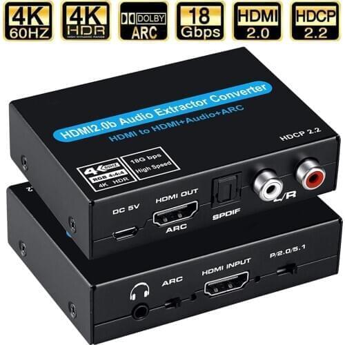 4K ARC HDMI Audio Extractor Stereo Extractor Converter 4K HDMI to HDMI Optical TOSLINK SPDIF + 3.5mm HDMI Audio Splitter Adapter