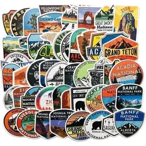 50Pcs National Park Zoo Icon Cartoon Stickers For Suitcase Skateboard Laptop Luggage Fridge Outdoor Landscape Kids Toy sticker