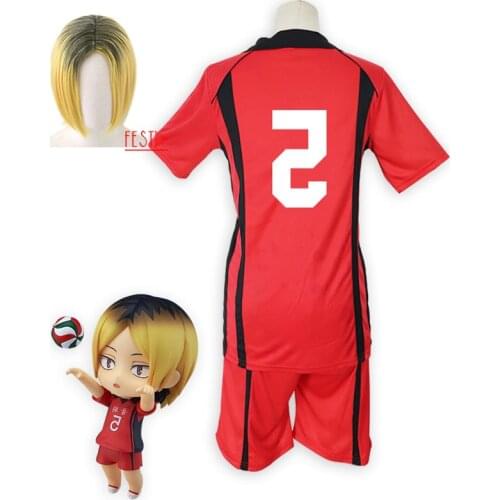 Anime Haikyuu Cosplay Costume Nekoma High Uniform Kozume Kenma Volleyball Club Uniforms T-shirt Suit Sportswear Jerseys Wig Man