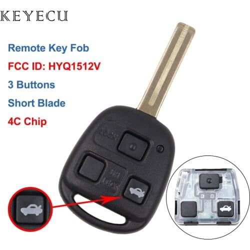 Keyecu Car Remote Key 3 Buttons 4C Chip with Short Blade for Lexus ES300 GS300 GS400 GS430 IS300 LS400 - HYQ1512V