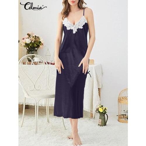 Женские длинные ночные сорочки Celmia China At AliExpress