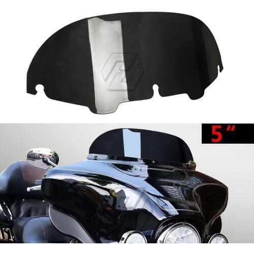 5" Motorcycle Windshield Windscreen Case for Harley Touring Electra Glide FLHTC FLHX FL 1996-2013 Smoke