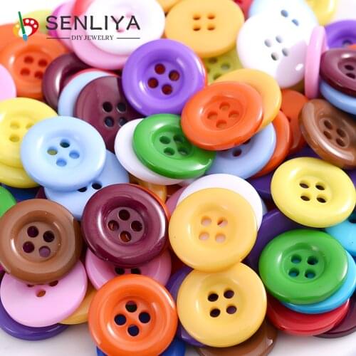 18mm Colorful Scrapbooking Round 4Holes 50-100Pcs/Pack Resin Sewing Clothes Decorative Resin Button For Diy Apparel Accessories