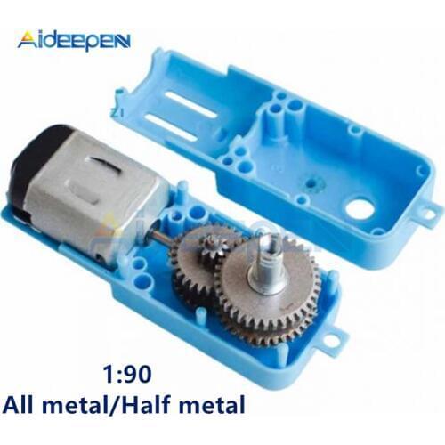 DC 3V-6V 1:90 Metal Gear Motor All Metal/Half Metal Single Axis Gear Motor Robot Intelligent Vehicle Speed Reducer TT Motor Blue
