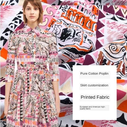 European and American brand pink 100% cotton poplin digital printing handmade diy clothing custom fabric dress shirt material