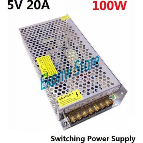 100W 5V 20A Switching Power Supply Factory Outlet SMPS Driver AC110-220V to DC5V Transformer for LED Strip Light Module Display