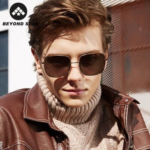 BEYONDSTAR 2020 Classic Square Men Sunglasses Metal Frame Mens Sunglasses Brand Designer UV400 Male Sun Glasses Oculos G1235