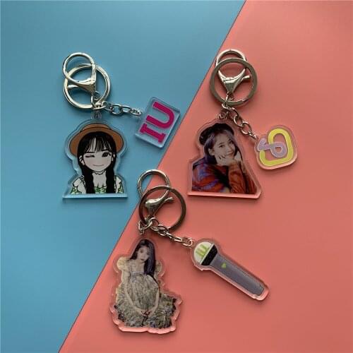 Korean Kawaii New Album LOVE POEM Keychains IU Adorkable Cartoon Acrylic Pendant Keychain Related Products