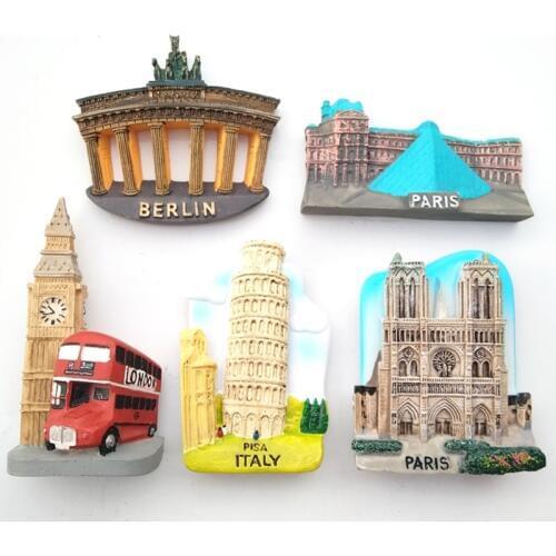 Fridge Magnet Notre Dame Cathedral France Switzerland Germany Italy Creative Resin Magnet Refrigerator Stickers