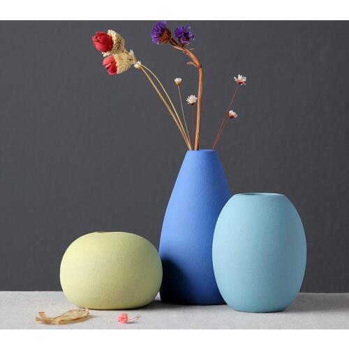 Small Ceramic Vase Simple Water Planting Dry Flower Arrangement Living Room Bedroom Home Flower Vase Nordic Decoration Home