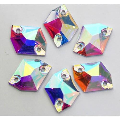 Polygon Cosmic Clear AB Sewing Rhinestones Flatback Resin стразы Sew On Rhinestone Women Dress Clothes B3135