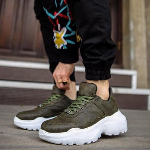 Knack High Base Daily Shoes N75 Khaki Male Seasonal Orthopedic Casual Base Style Sport Lace-Up Sneaker Spring and Summer Fashion