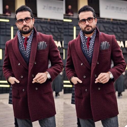 Shawl Lapel Men Woolen Tuxedos Classic Double Breasted High Quality Blazer Metro Smart Casual Daily Streetwear Coat 1 Piece