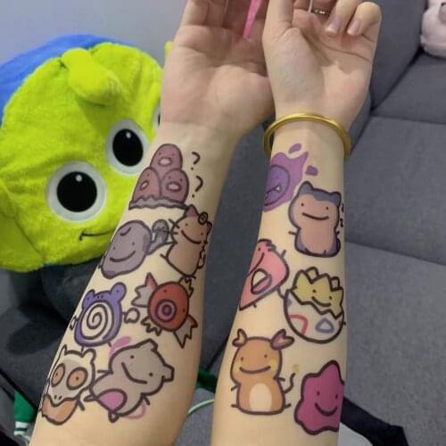 Anime Pokemon Tattoo Sticker Waterproof Lasting Cartoon Pokemon Bikachu Creative Cute Children Stickers Kids Girl Birthday Gifts