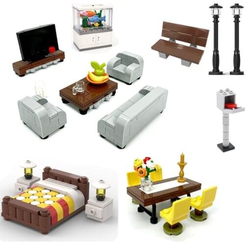 New Blocks Parts For Children DIY Toys Accessories City Building Bricks House Furniture Kitchen Set For Kids Educational Gifts