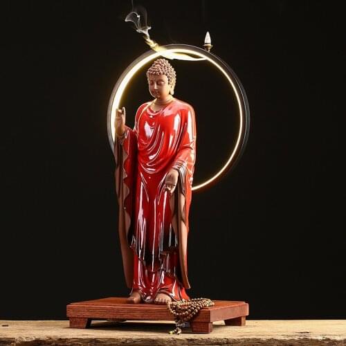 New Chinese Tathagata Ornaments Porch Guanyin Buddha Statue Ceramic Town House Creative Backflow Incense Decoration Crafts