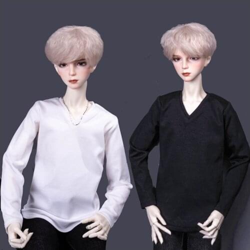 BJD Doll Clothing fits in 1/3 1/4 SD13 Uncle size fashion versatile V-neck base shirt long sleeve T black and white two colors