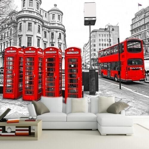 Custom mural 3D red bus wallpaper restaurant hotel coffee house bedroom living room lobby TV wallpaper mural