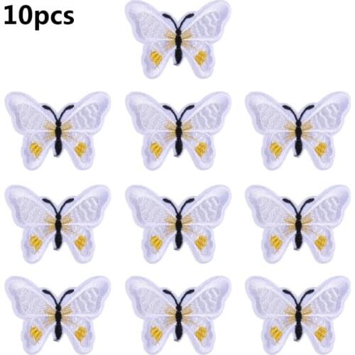 10 Pieces Multicolor Butterfly Sewing/Iron On Appliques Embroidery Patches for Arts Crafts DIY Decoration T-Shirt Jacket E56C