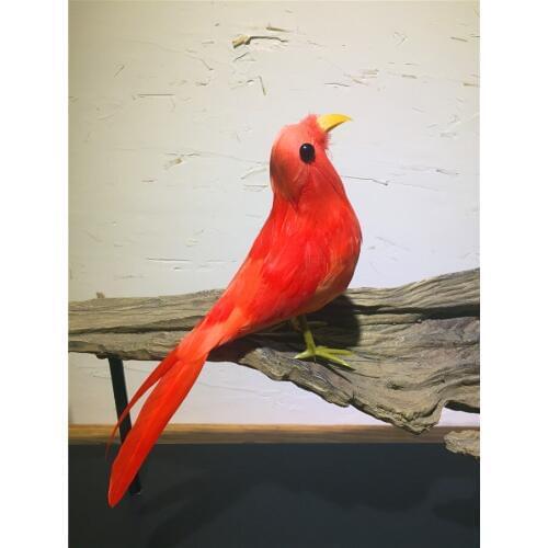 Cute simulation bird model plastic & furs red bird dolls gift about 20cm 0679