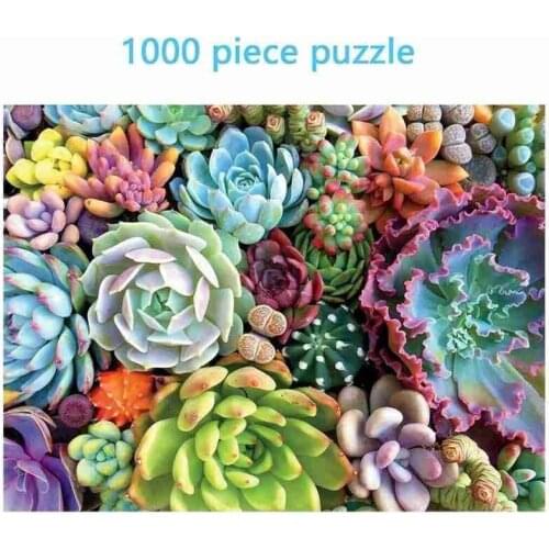 Succulent Plant Puzzles 1000 Pieces Jigsaw Paper Landscape Puzzles Assembled Toy Succulent Plant Picture Puzzles Educational Toy