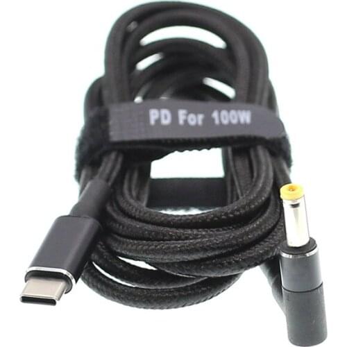 USB 3.1 Type-c to DC 4.8*1.7mm Male to Male Laptop Charger DC Jack Power Adapter Cable 1.8m for HP