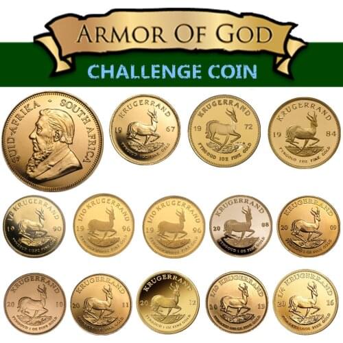 Free Shipping TWO SOUTH AFRICA 1oz FINE GOLD PLATED REPLICA 1972 KRUGERRAND COINS