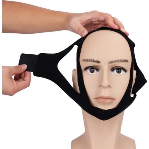 1pc Anti Snore Chin Strap Black Color Care Sleep Stop Snoring Belt Chin Jaw Supporter Apnea Belt For Men Women