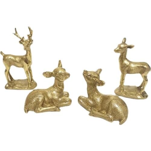 1pcs pure copper ornaments gold fawn Brass ornaments tissue box coffee table desk computer desk free collocation ornaments