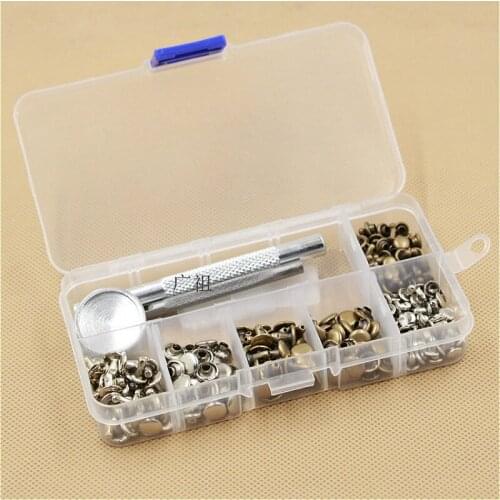 120 sets of double-sided rivets pure copper riveting sets press tools mixed color suit leather