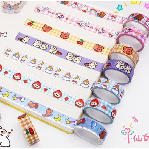 1pc/sell Washi Tape Cartoon Bear Cub Hand Account Material 5m Stationery Decorative Tape Scrapbooking Photo Album School Tools