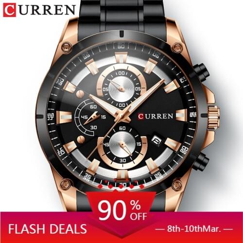 2020 CURREN Chronograph Quartz Mens Watch Stainless Steel Date Wristwatch Clock Male Luminous Fashion Watch Relogio Masculino