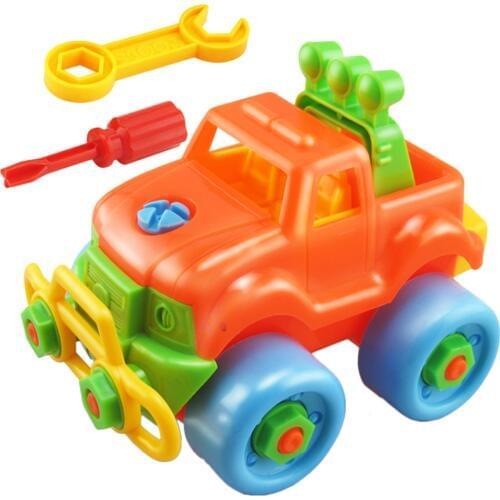 3D Cartoon DIY Assembly Vehicle Car Train Plane Building Take-Apart Screwing Building Block Toys For Kids Educational Car Toy