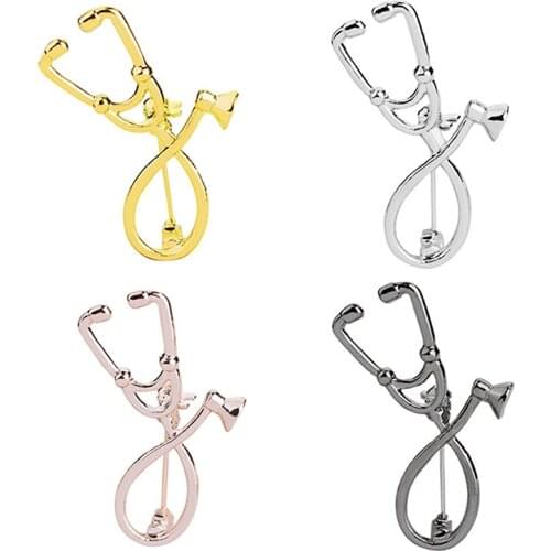 4 Color Brooches Doctor Nurse Stethoscope Brooch Enamel Pin Denim Jackets Collar Badge Pin Medical Jewelry