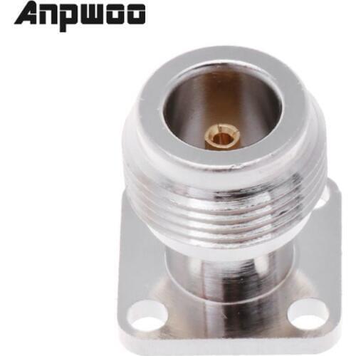 ANPWOO N-KFD-5 N Female Jack Panel Mount RF Coax Connector Flange Solder Nickelplated