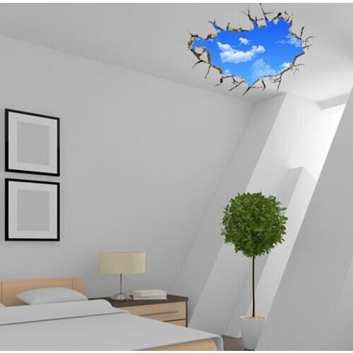 Free freight 50x70 blue sky white cloud creative 3D three-dimensional wall sticking bedroom living room decoration diy