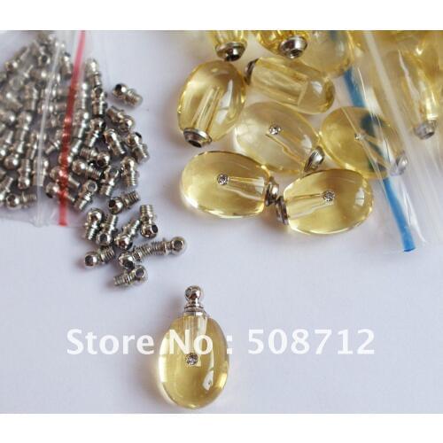 Free shipping!!!Tear Drop yellow Perfume Vials,,Crystal Vial pendant,crystal trinket pendant