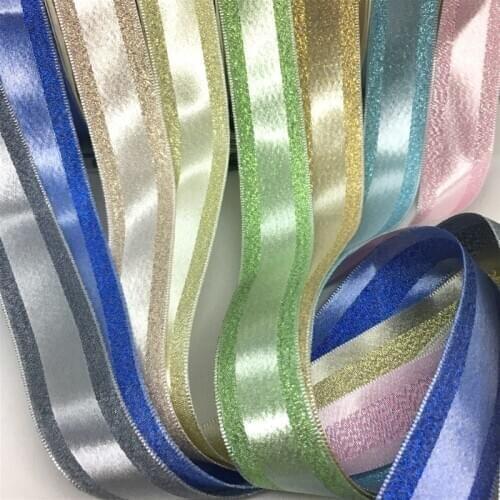 2.5cm 5Y Colored Lurex Satin Floral Ribbon For Handmade Craft Gift Packing Cakebox Bows Marriage Christmas Wedding Deco